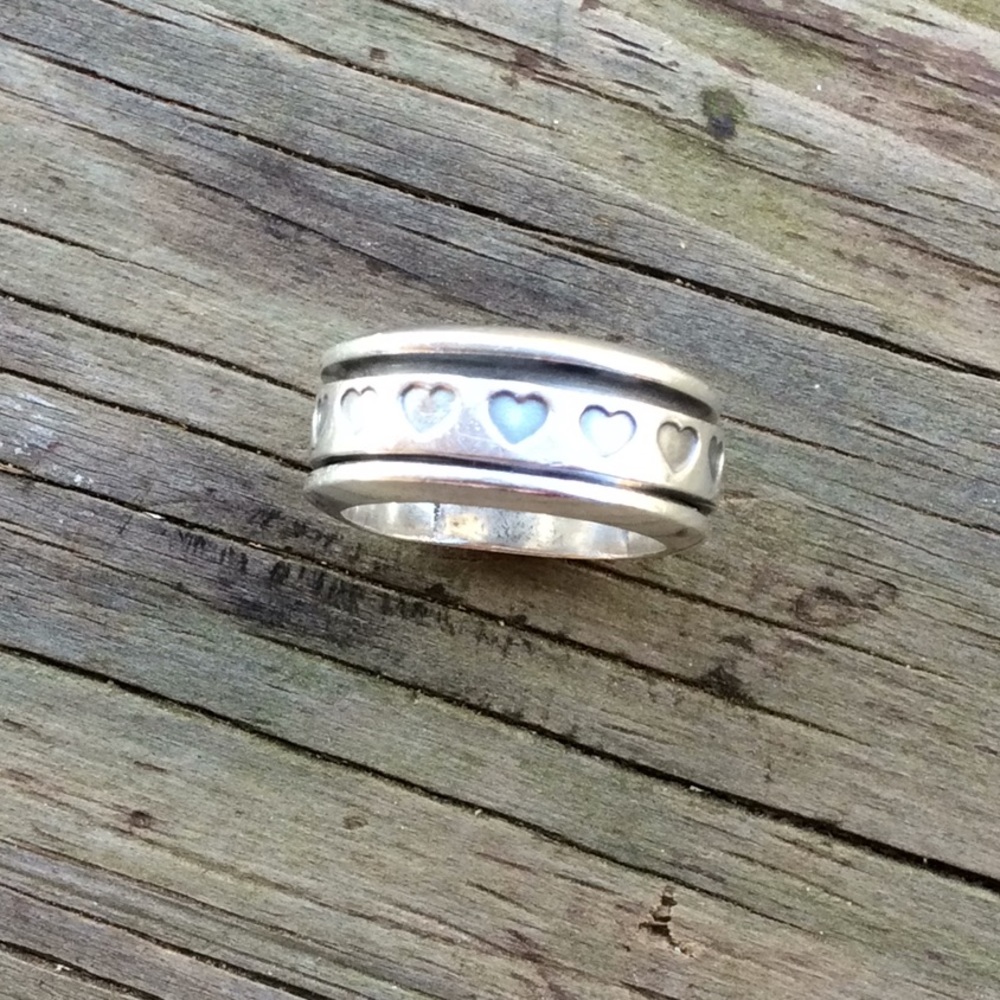 925 Solid Sterling Silver Ring With Hearts - image 5